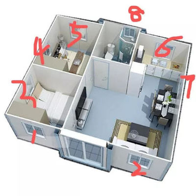 Uitbreidbare villa van licht staal Prefabricated Home For Office Building Container House