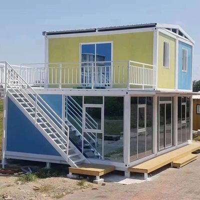 Stalen deur mobiele woning modulair huis prefab container met glazen gordijn