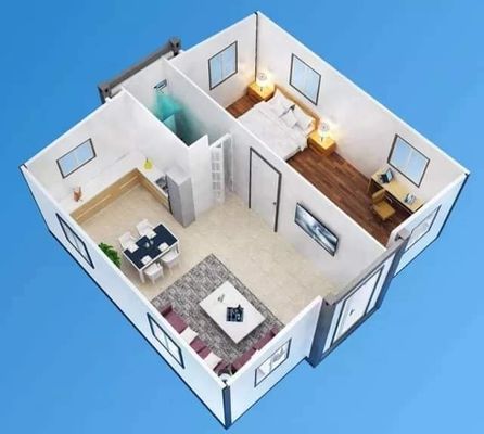 3 slaapkamers Prefabricated Folding Modular Home met aangepaste kleur en stalen deur