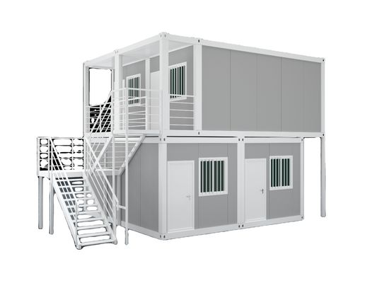 Moderne platte containerwoning voor 2 verdiepingen