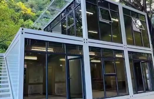 Flat Pack Container Afneembare stalen deur kantoor mobiel modulair glazen muur Tiny Home
